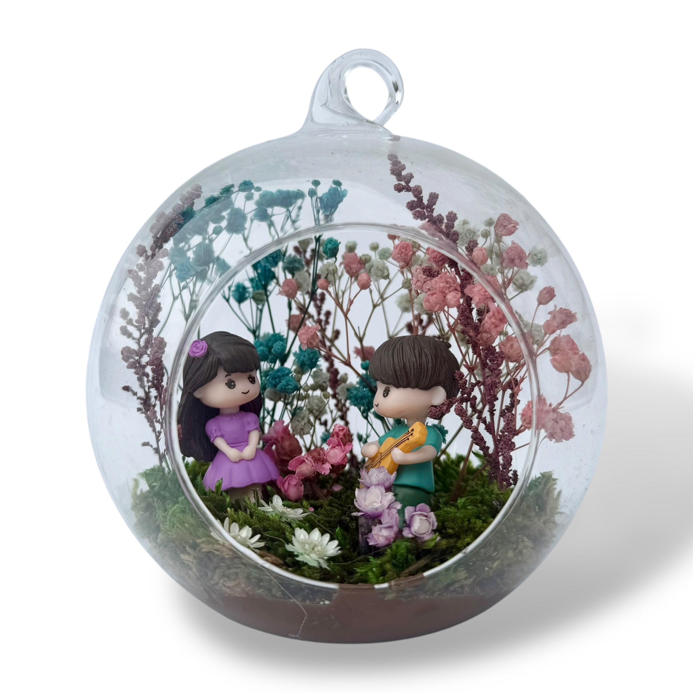Glob decorativ mare de sticla cu suport metalic cuplu (9)